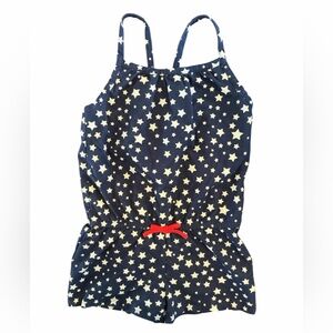 Epic Threads Navy Romper Girls 6X White Stars and Red Bow Patriotic